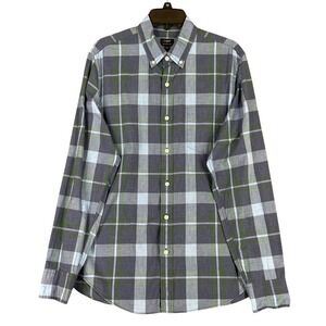 J Crew Heathered Cotton Plaid Button Preppy Classic Casual Everyday Shirt Mens M